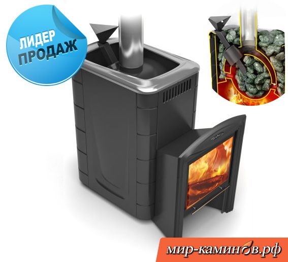 Печь для бани "Гейзер Витра 2014 Inox" антрацит с системой "мягкий пар"